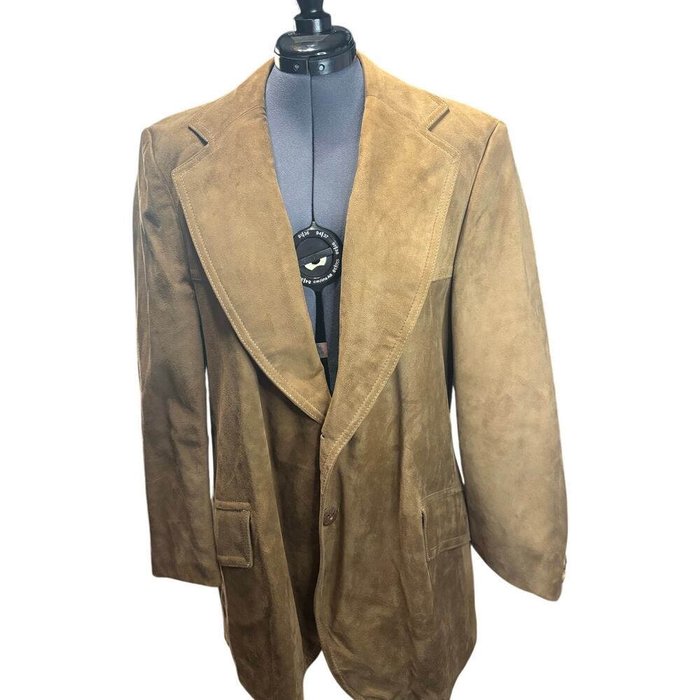 Vintage Cortefiel Suede Blazer Camel 2 Button Made in Spain 70s Style Sz 44R